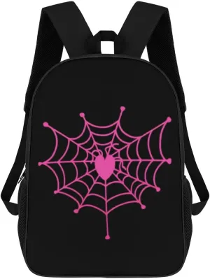 Spider Web Heart-shaped Travel Backpack Carry On Backpack 17 Inch Laptop Bag Casual Daypack for Weekender Business Hiking
