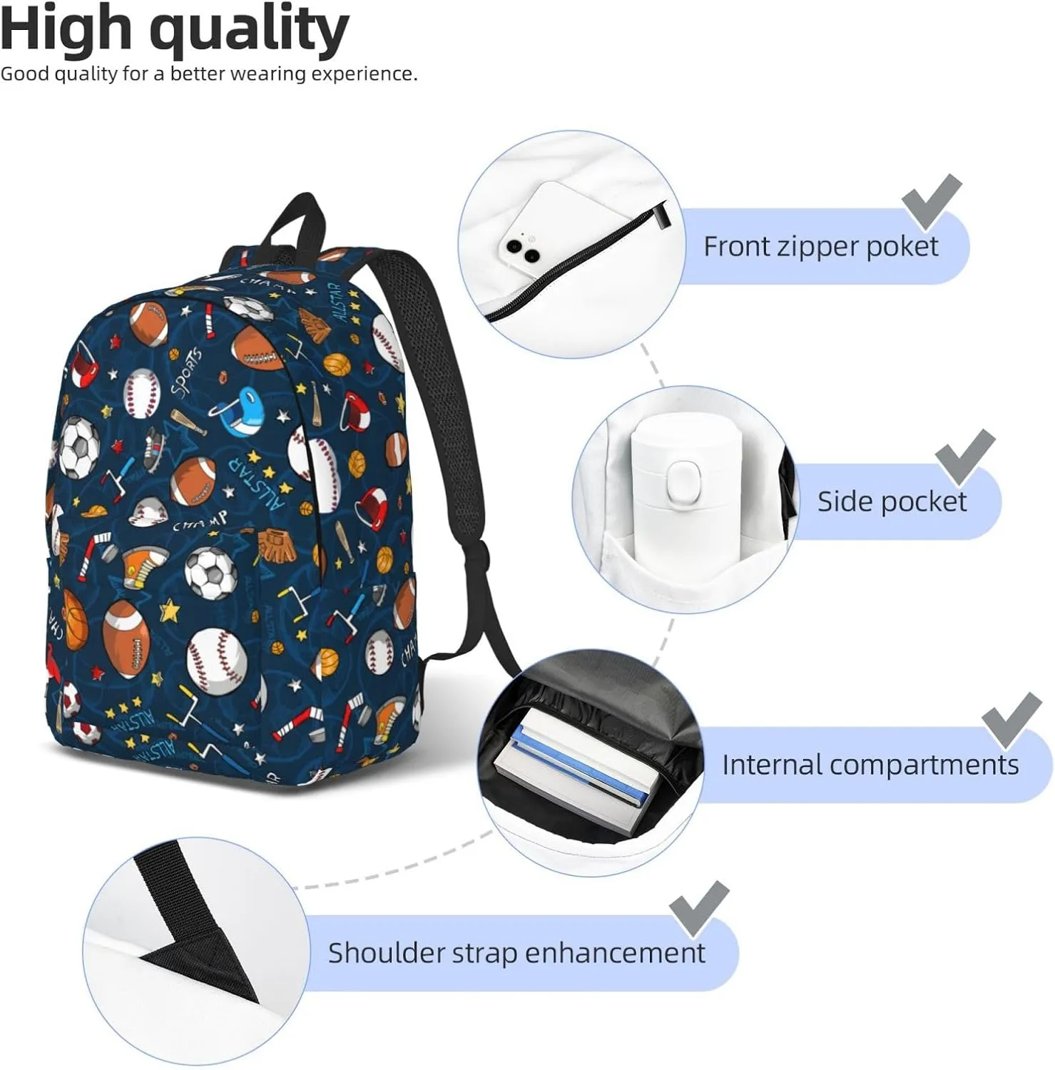 Sports Baseball Game Print Canvas Backpack Women,Mens Travel Casual Daypack Bookbag For Laptop Work Travel Hiking