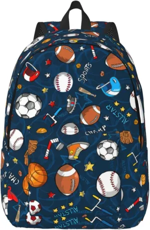 Sports Baseball Game Print Canvas Backpack Women,Mens Travel Casual Daypack Bookbag For Laptop Work Travel Hiking