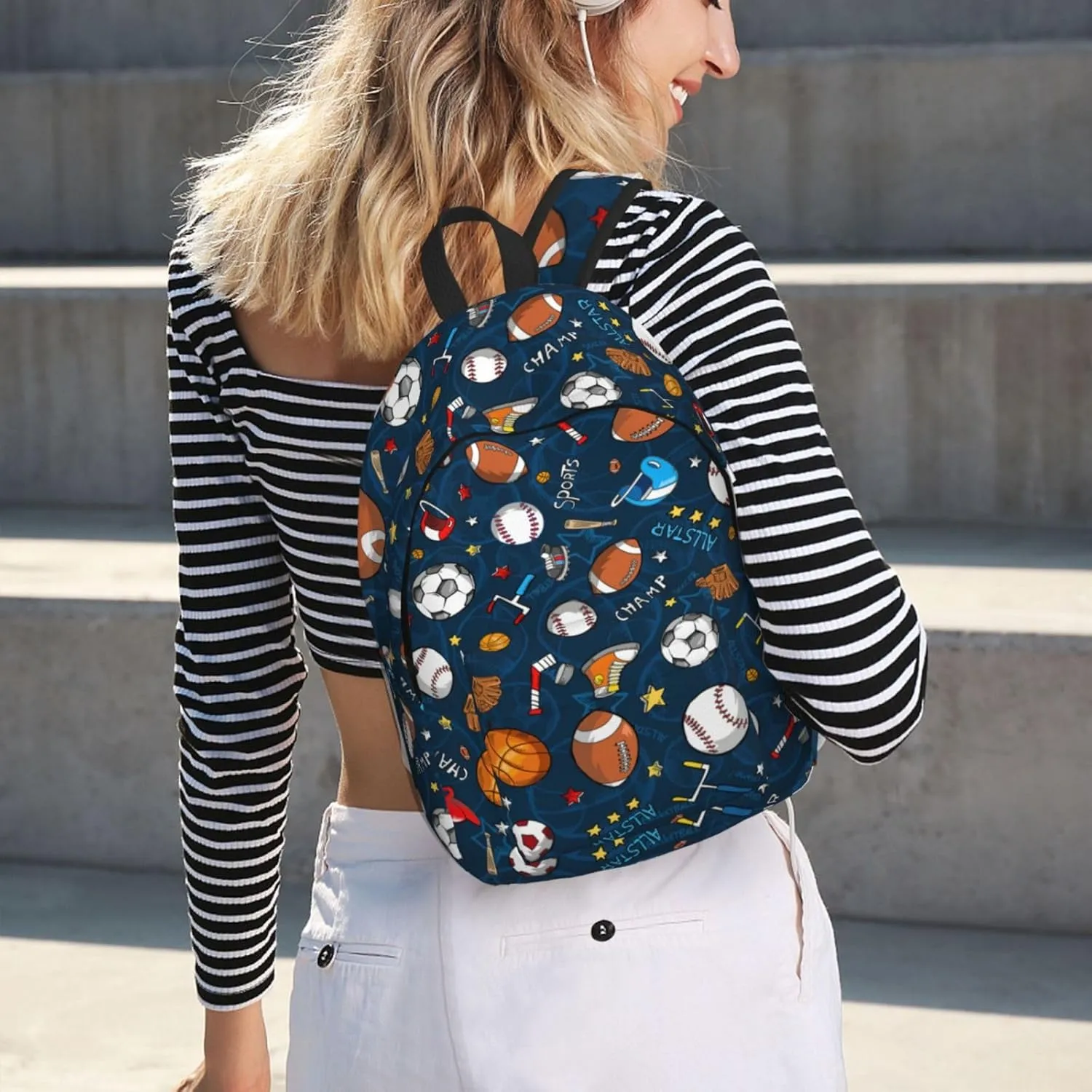 Sports Baseball Game Print Canvas Backpack Women,Mens Travel Casual Daypack Bookbag For Laptop Work Travel Hiking