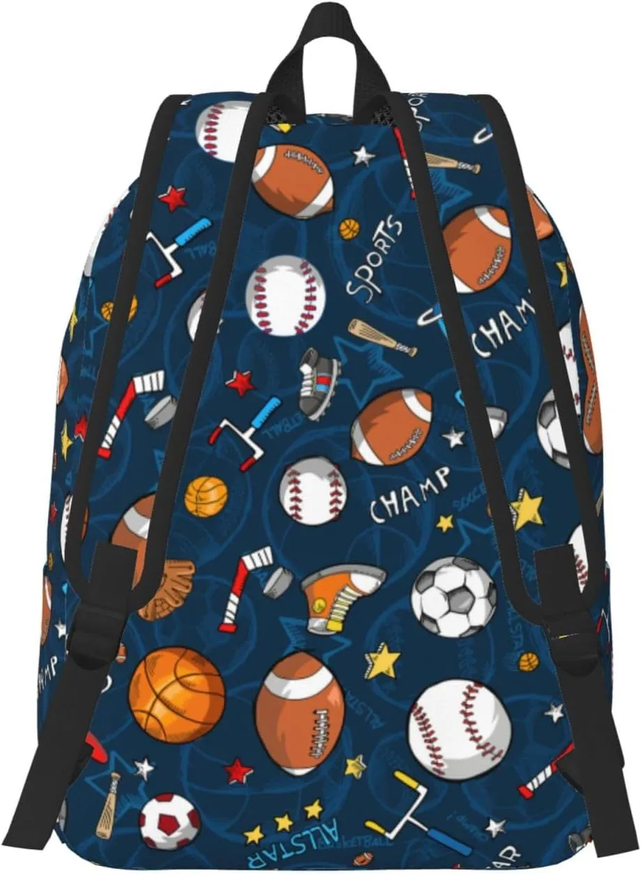 Sports Baseball Game Print Canvas Backpack Women,Mens Travel Casual Daypack Bookbag For Laptop Work Travel Hiking