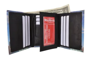 Statue of Liberty Men's Genuine Leather Credit Card ID Holder Trifold Wallet with Middle Flap 1346-17