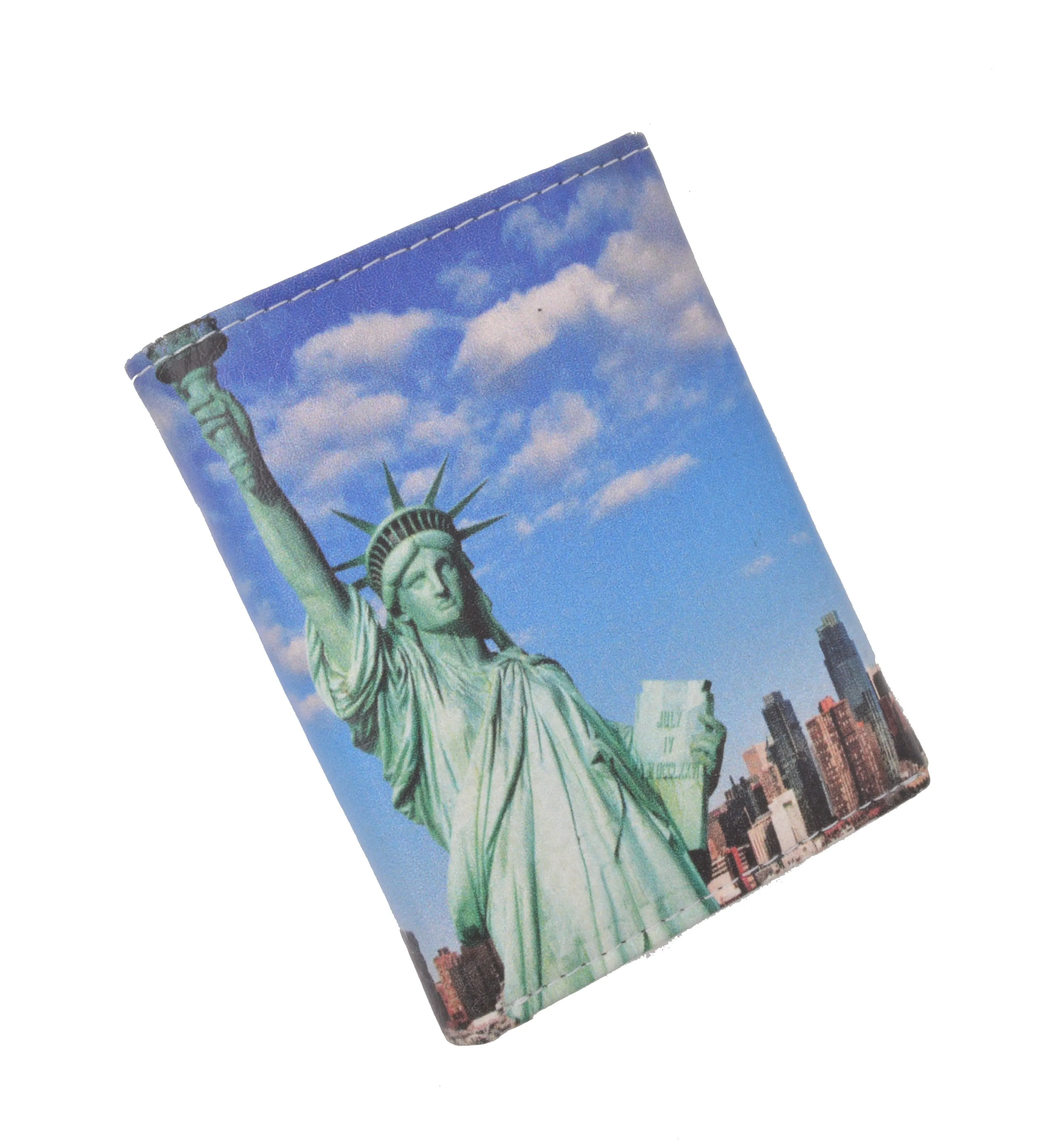Statue of Liberty Men's Genuine Leather Credit Card ID Holder Trifold Wallet with Middle Flap 1346-17