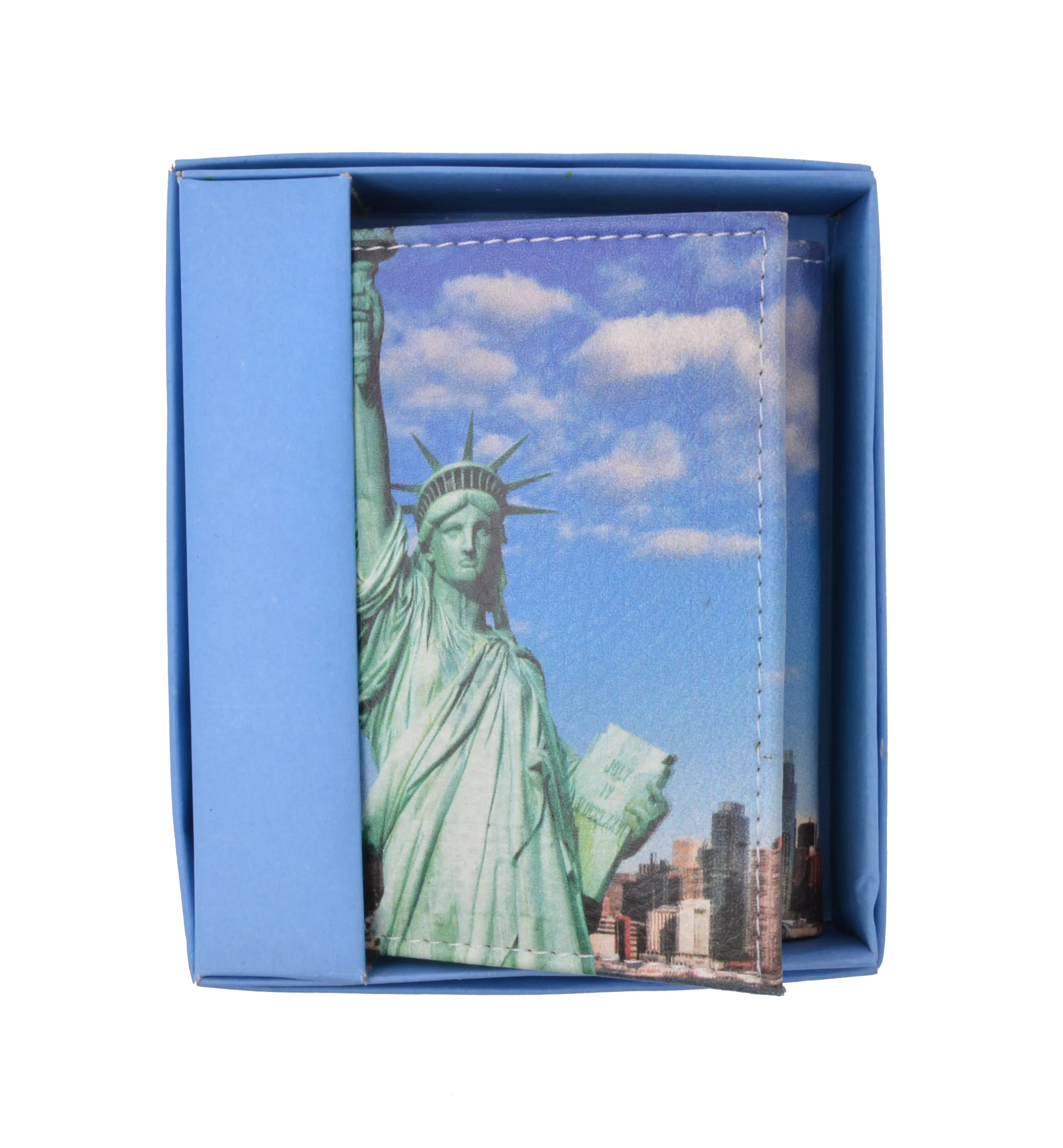 Statue of Liberty Men's Genuine Leather Credit Card ID Holder Trifold Wallet with Middle Flap 1346-17