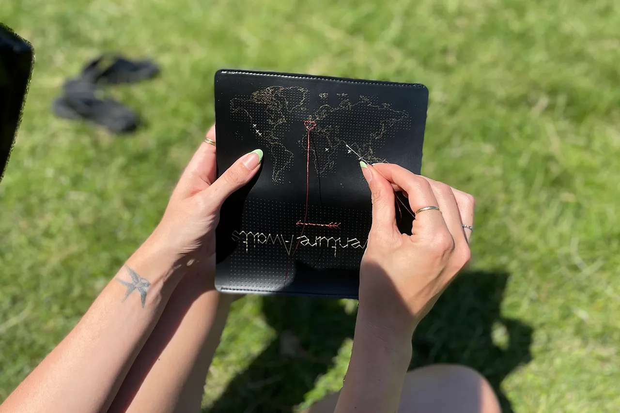 Stitch Travel Wallet - Black (Vegan)