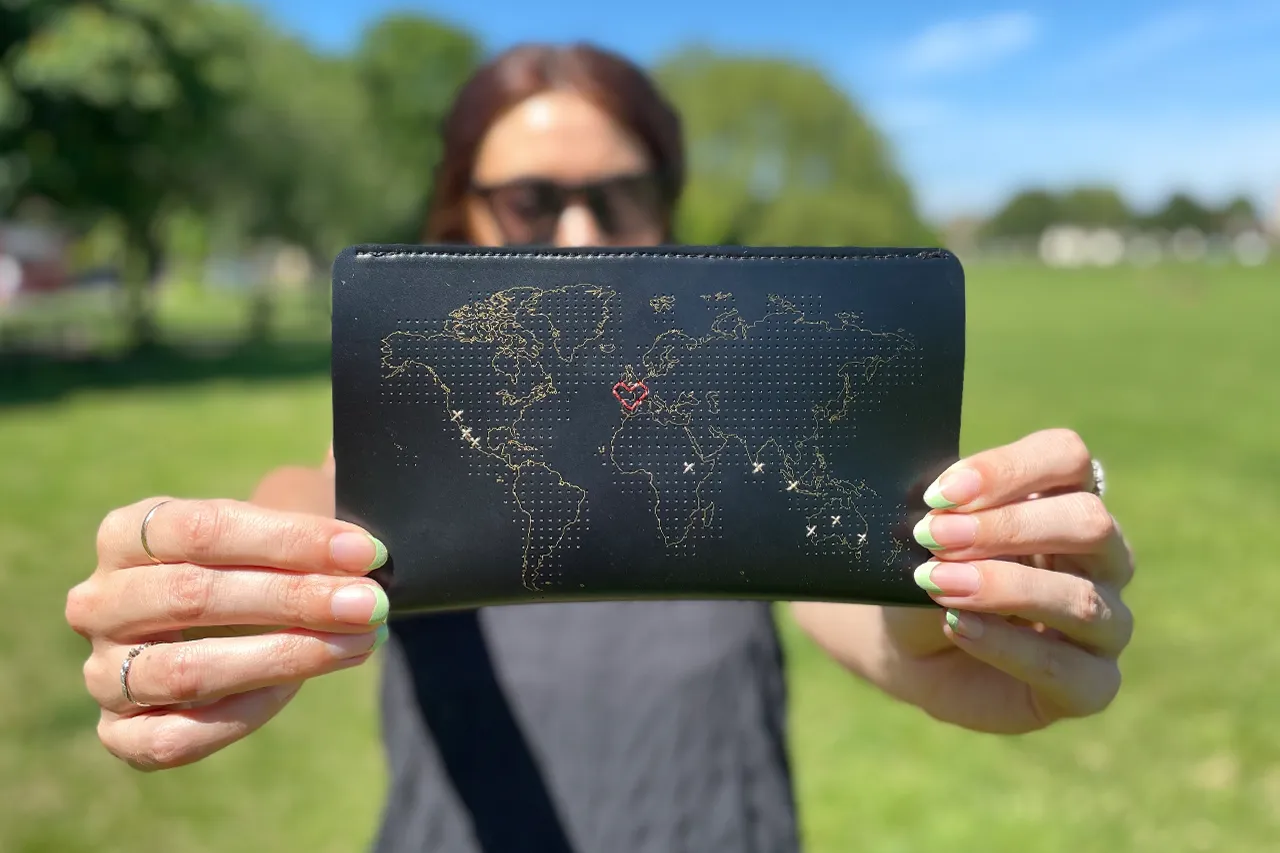 Stitch Travel Wallet - Black (Vegan)