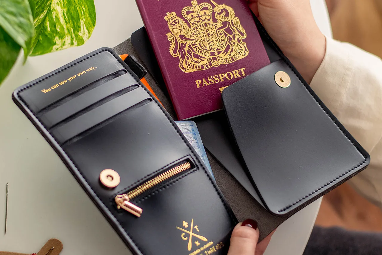 Stitch Travel Wallet - Black (Vegan)