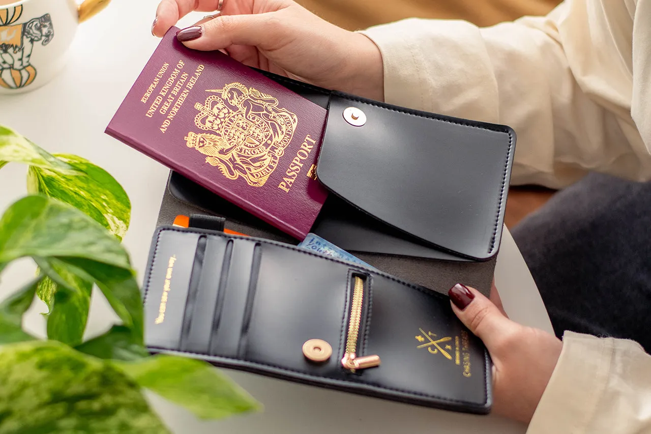Stitch Travel Wallet - Black (Vegan)