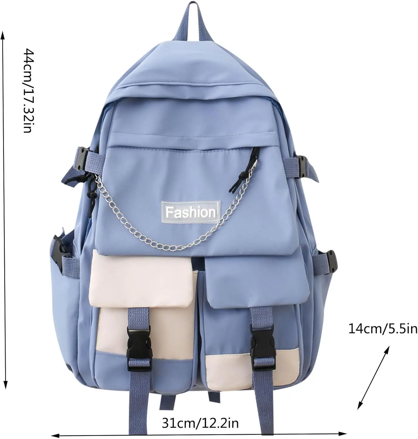 Student Backpack Fashionable New Pattern Fresh And Simple Large Capacity Zipper Lightweight Canvas (Black, One Size)