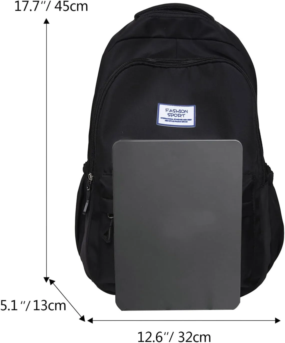 Student Backpack Fashionable Simple Solid Color Large Capacity Lightweight Practical Student Foldable (Black, One Size)