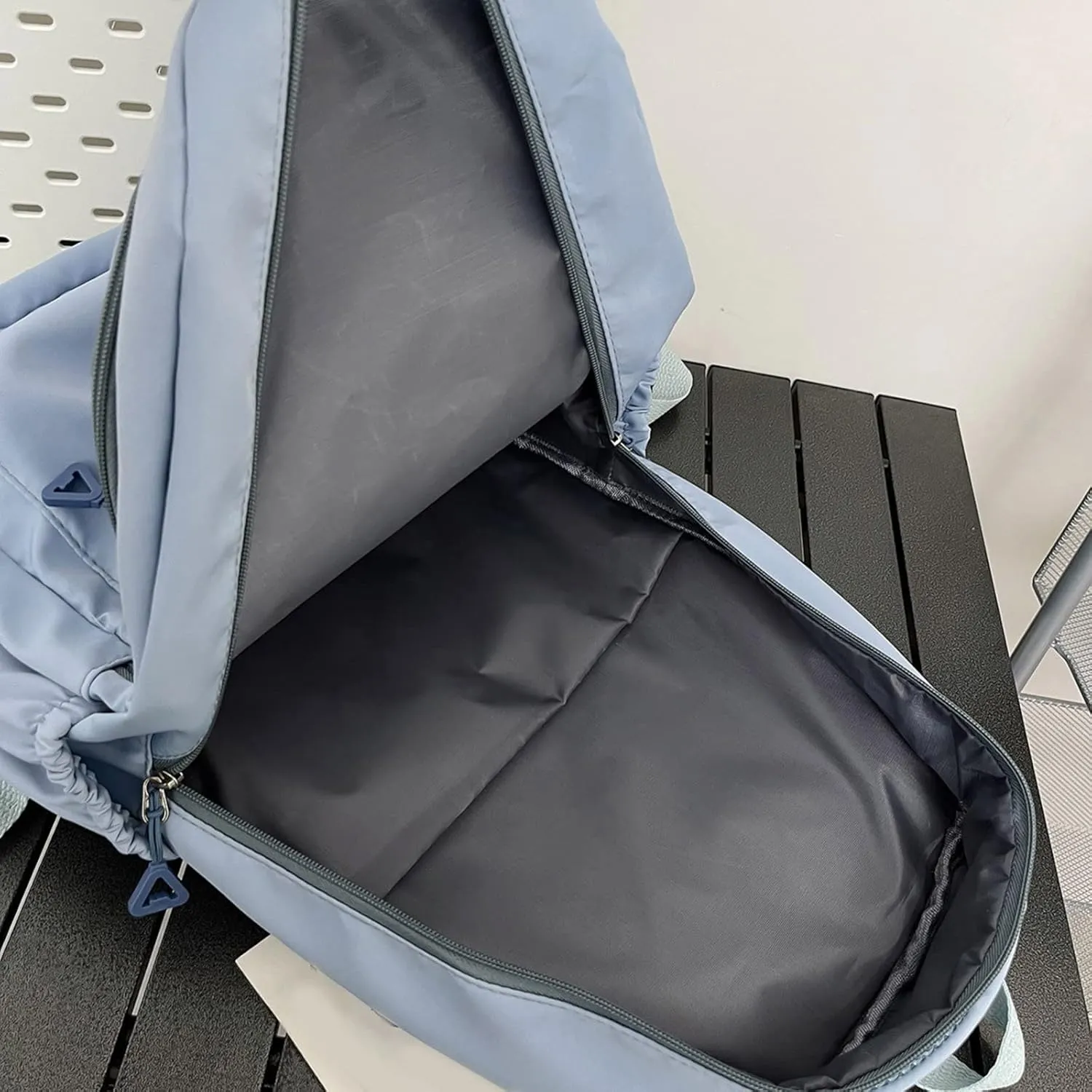 Student Backpack Fashionable Simple Solid Color Large Capacity Lightweight Practical Student Foldable (Blue, One Size)