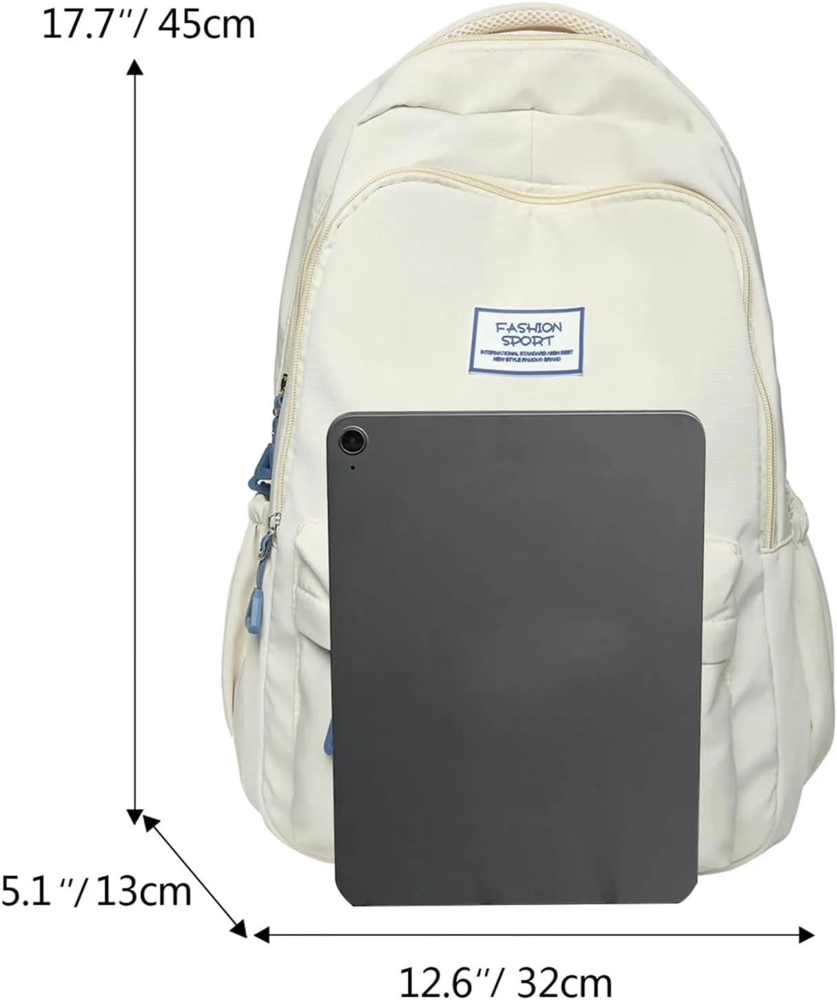 Student Backpack Fashionable Simple Solid Color Large Capacity Lightweight Practical Student Foldable (White, One Size)