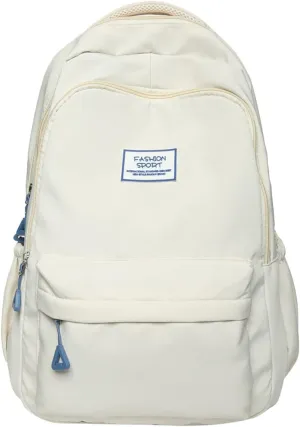 Student Backpack Fashionable Simple Solid Color Large Capacity Lightweight Practical Student Foldable (White, One Size)