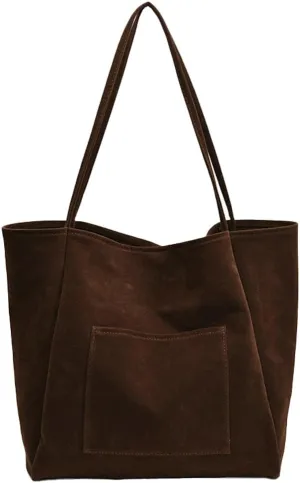Suede Tote Bag for Women Slouchy Shoulder Bags Suede Bag Shoulder Handbag Leather Shoulder Bags Trendy Tote Bag Purse Bags