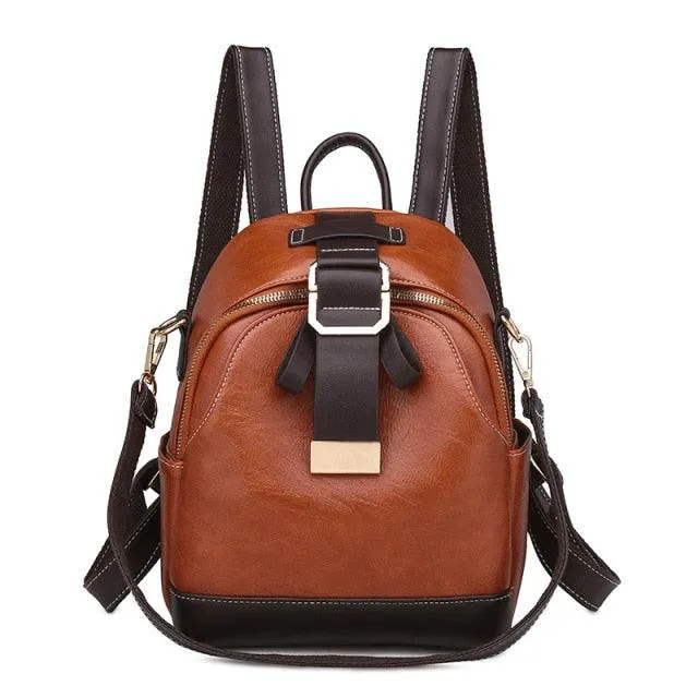 T-BOO Vintage Backpack High Quality PU leather School Bag Large Capcity Travel Bag Brands Fashion Rucksack Pack