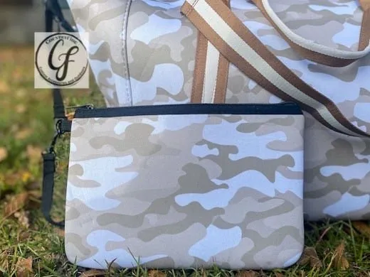 Tan Camo Neoprene Weekender Bag