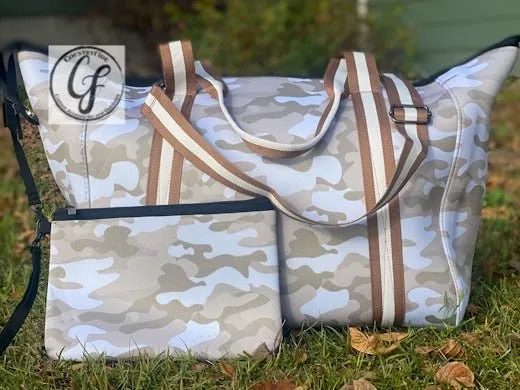 Tan Camo Neoprene Weekender Bag