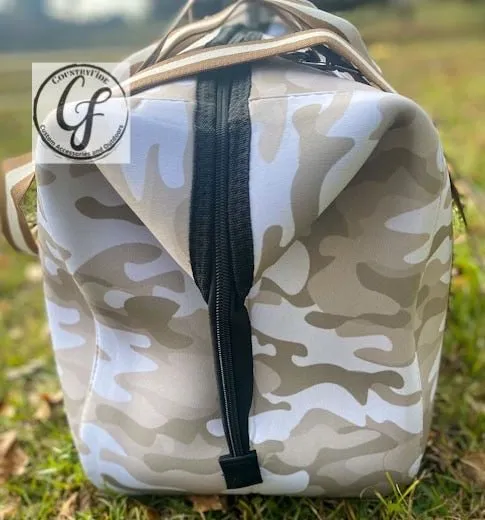 Tan Camo Neoprene Weekender Bag