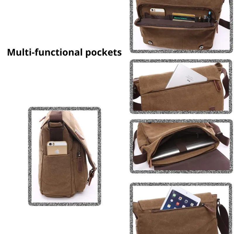 Tasche Canvas & Leather Messenger Bag 15 inch