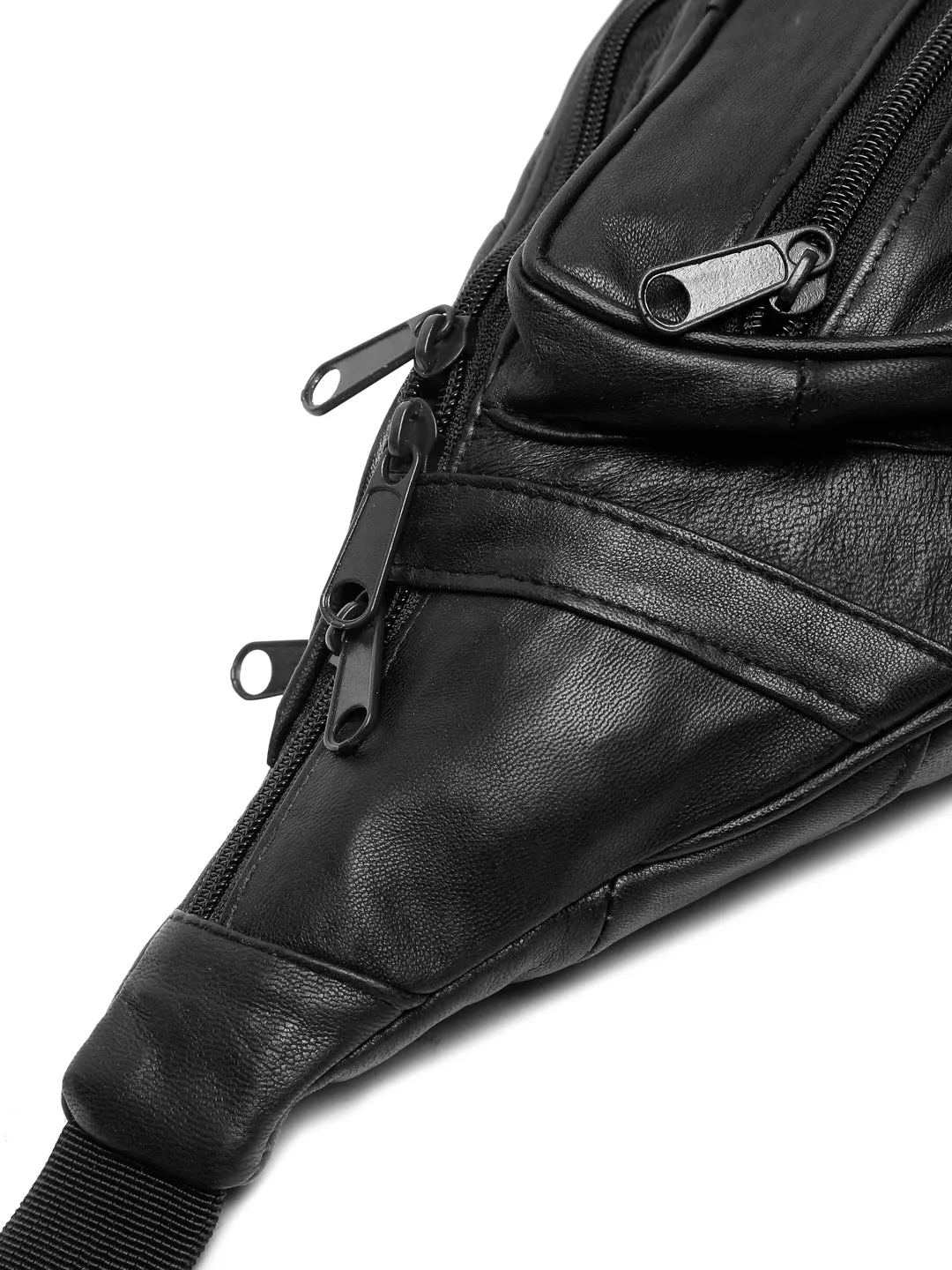 Teakwood Genuine Leather Black Waist Pouch