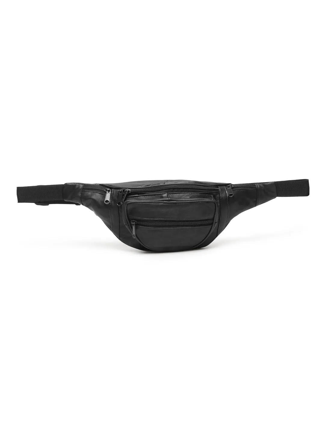 Teakwood Genuine Leather Black Waist Pouch