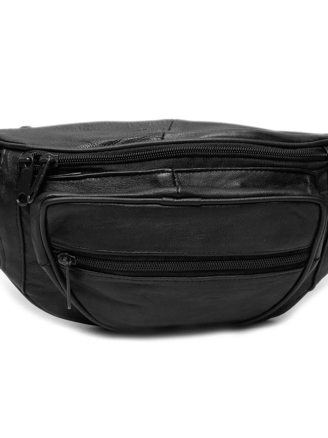 Teakwood Genuine Leather Black Waist Pouch