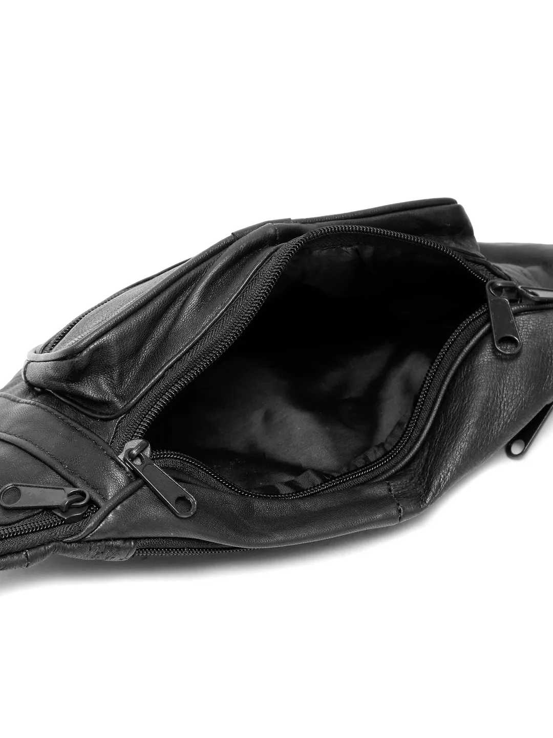Teakwood Genuine Leather Black Waist Pouch