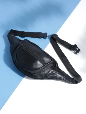 Teakwood Genuine Leather Black Waist Pouch