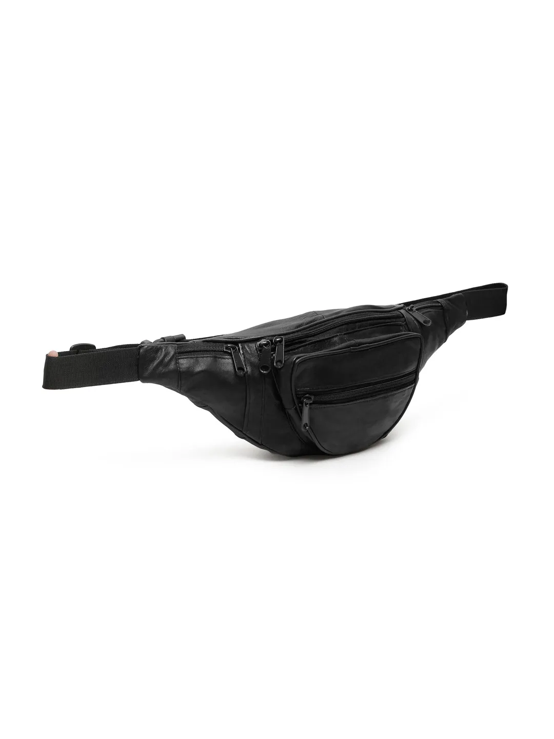 Teakwood Genuine Leather Black Waist Pouch