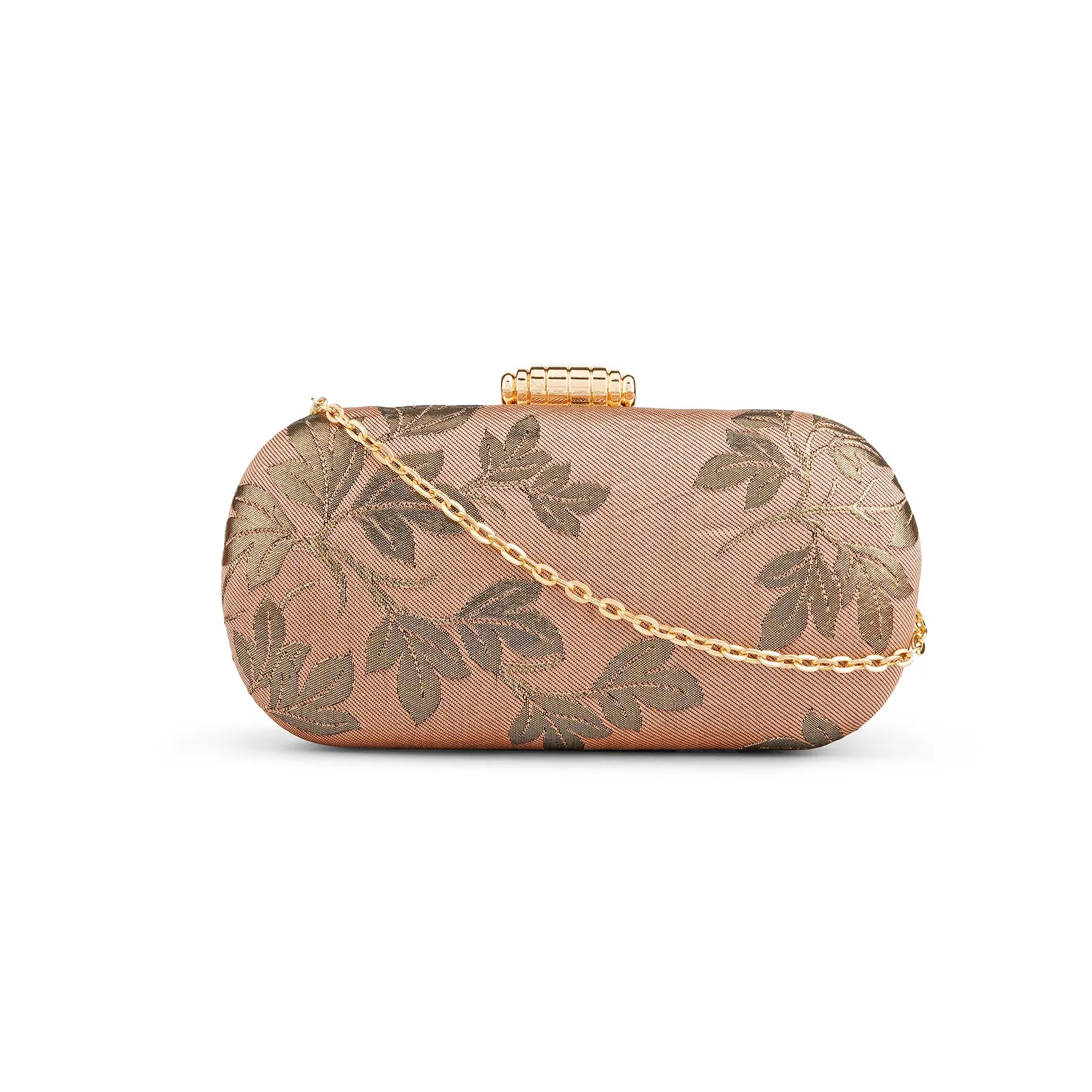 Teejh Priyanka Leaf Rose Pink Clutch