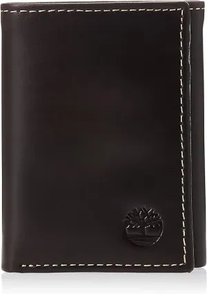 Timberland D01388  Mens Leather Trifold Wallet With ID Window - Brown (Cloudy)