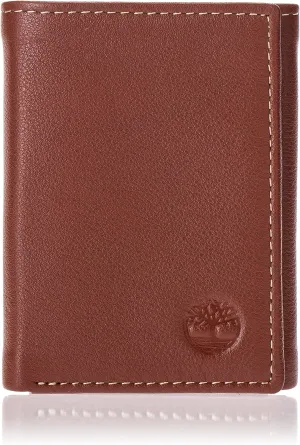 Timberland D01388  Mens Leather Trifold Wallet With ID Window - Brown Cognac