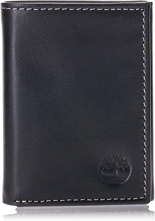 Timberland D01388/08 Men's Leather Trifold Wallet with Id Window - Black Cloudy
