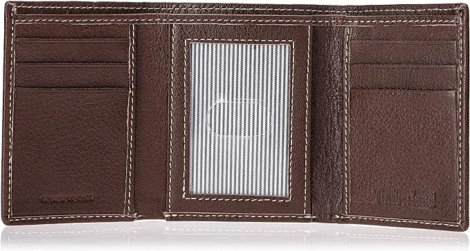 Timberland Men's Leather Trifold Wallet with ID Window Brown (Blix) D10241