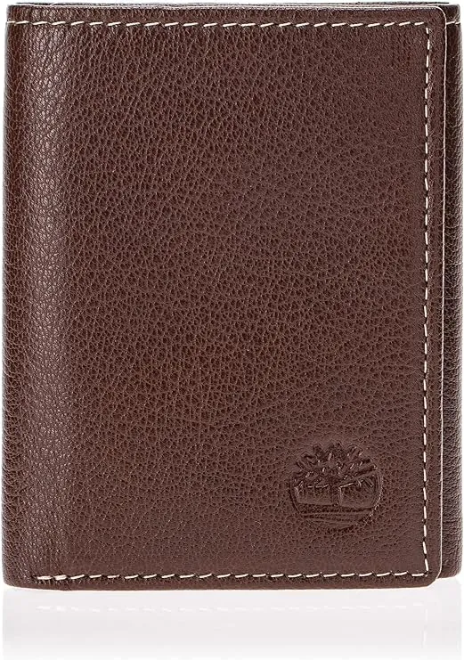 Timberland Men's Leather Trifold Wallet with ID Window Brown (Blix) D10241