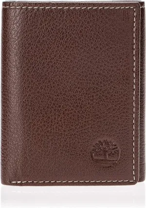 Timberland Men's Leather Trifold Wallet with ID Window Brown (Blix) D10241