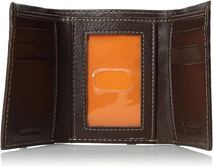 Timberland Men's Leather Trifold Wallet with ID Window Brown (Blix) D10241