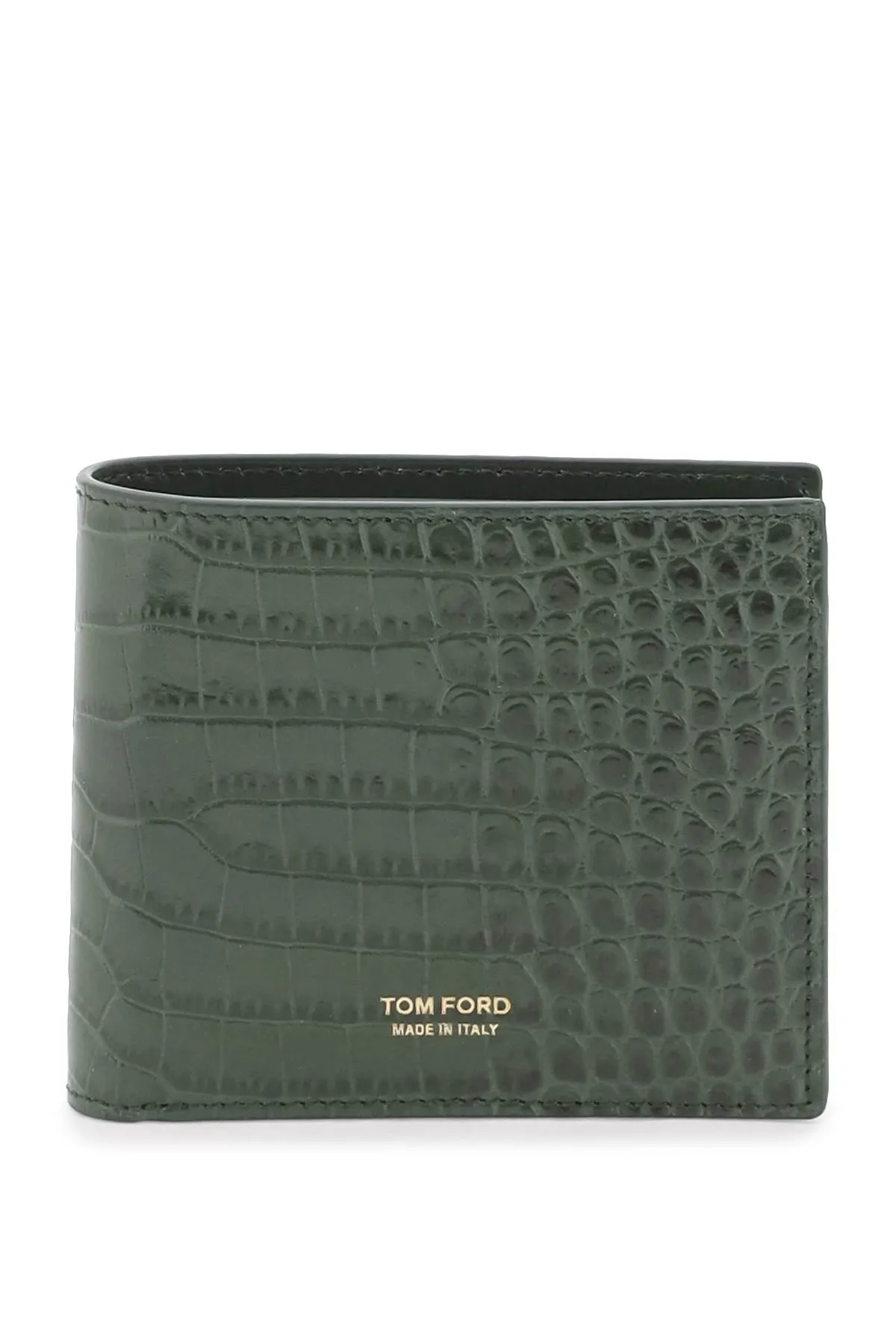 Tom ford croco-embossed leather bifold wallet Y0228 LCL403G RIFLE GREEN