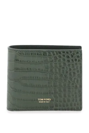 Tom ford croco-embossed leather bifold wallet Y0228 LCL403G RIFLE GREEN