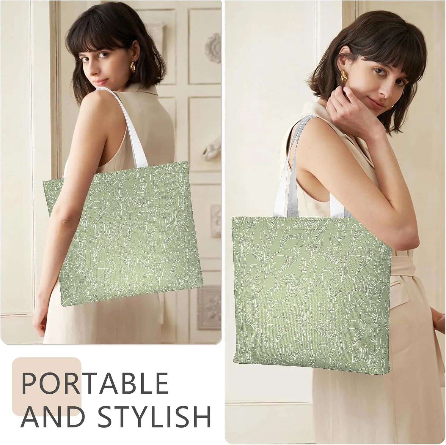 Tote Bag, Canvas Tote Bag for Women, Large Lightweight Reusable Canvas Handbags, Cotton Folding Shoulder Cloth Handbag