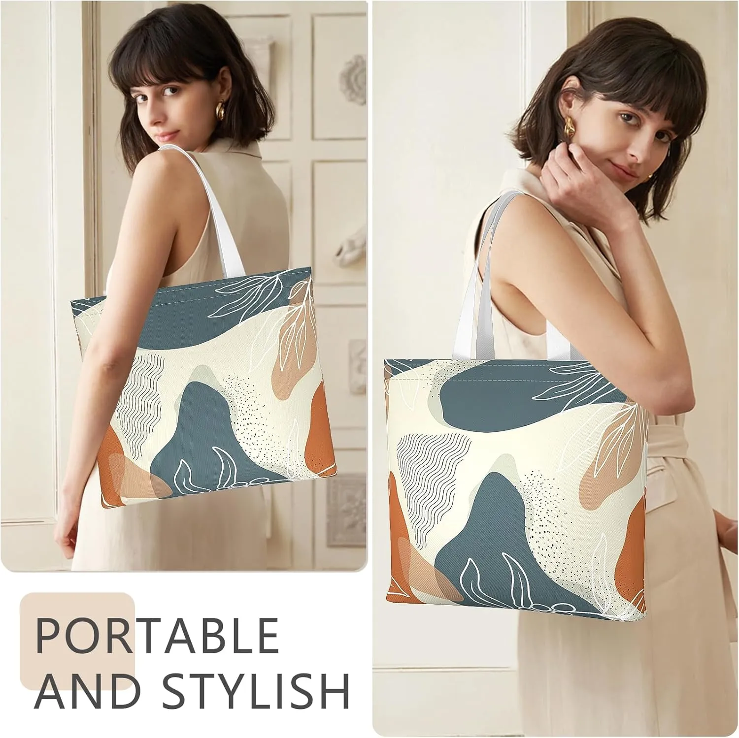 Tote Bag, Canvas Tote Bag for Women, Large Lightweight Reusable Canvas Handbags, Cotton Folding Shoulder Cloth Handbag