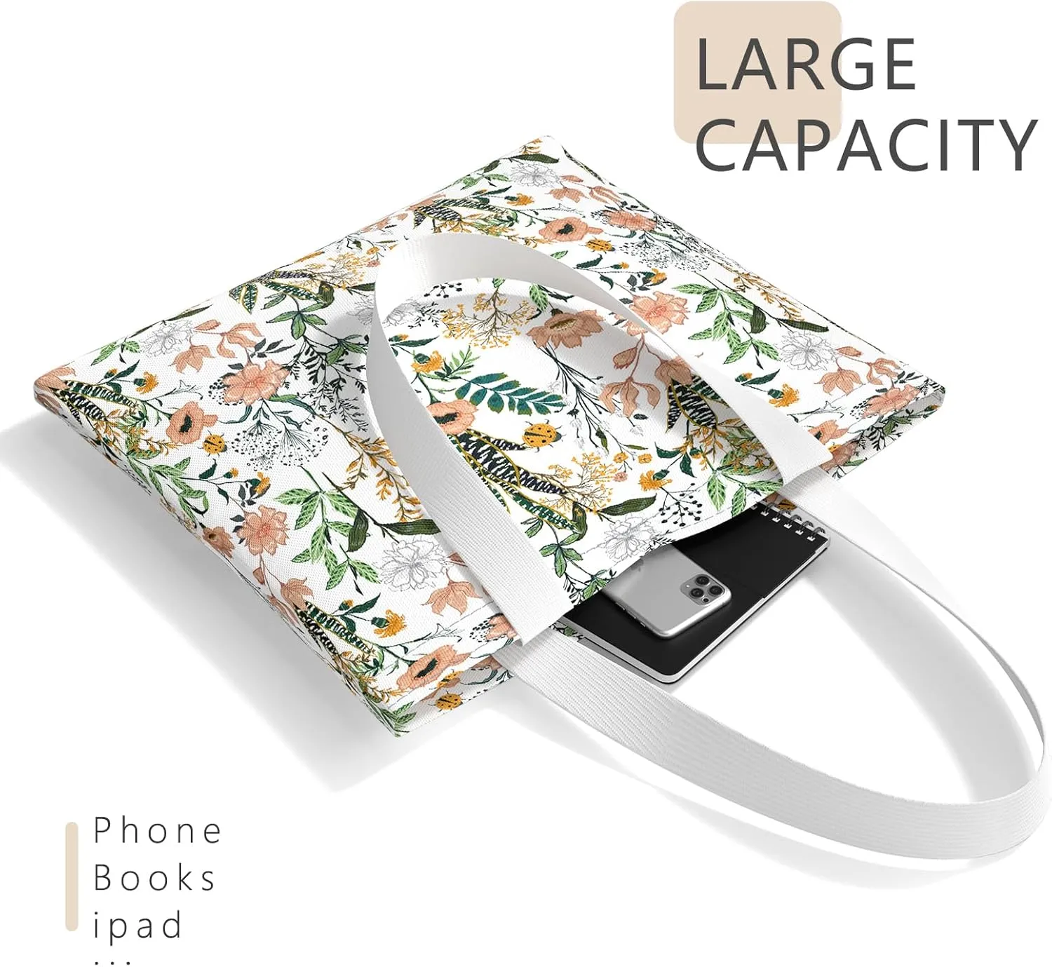 Tote Bag, Canvas Tote Bag for Women, Large Lightweight Reusable Canvas Handbags, Cotton Folding Shoulder Cloth Handbag