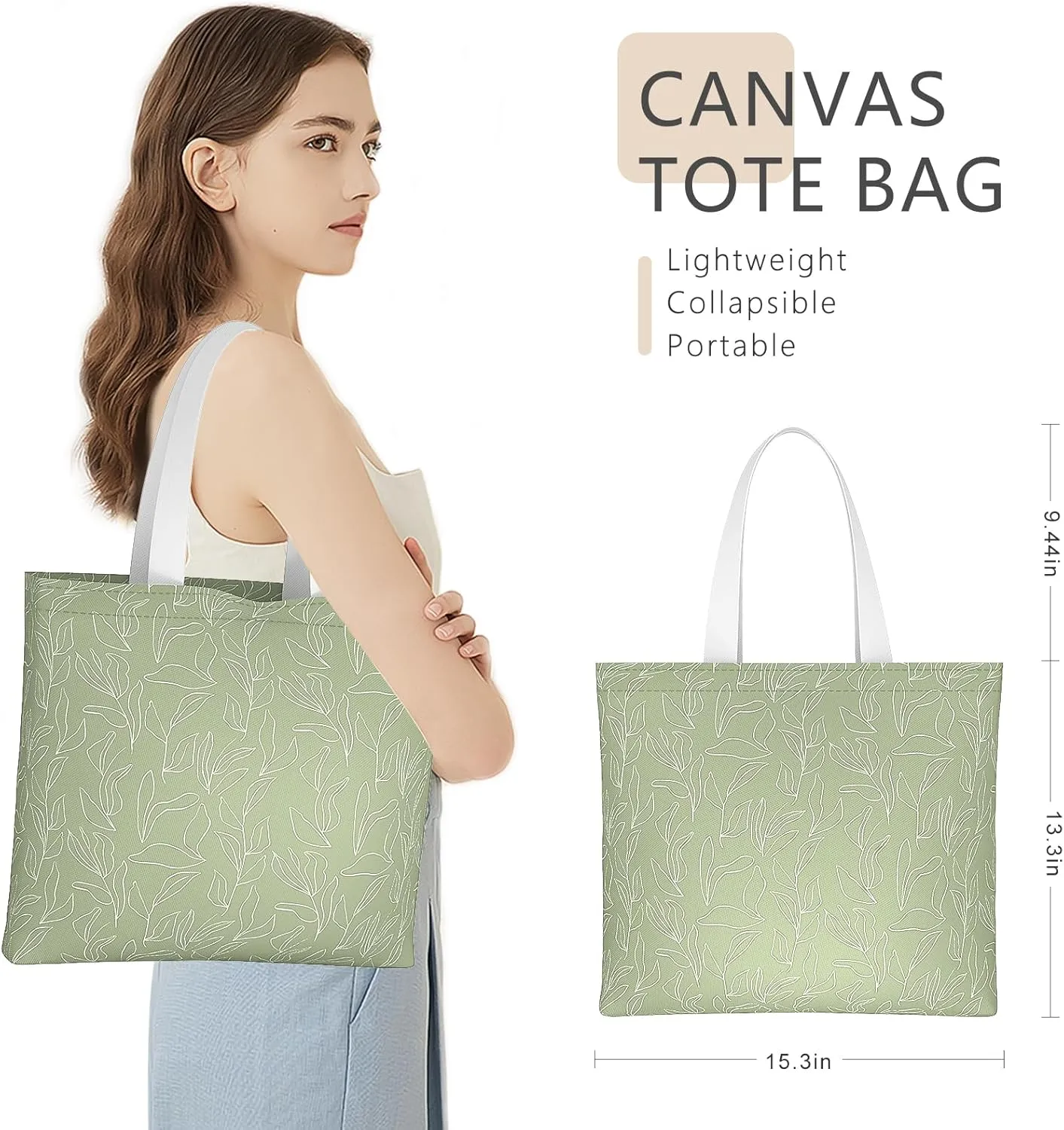 Tote Bag, Canvas Tote Bag for Women, Large Lightweight Reusable Canvas Handbags, Cotton Folding Shoulder Cloth Handbag