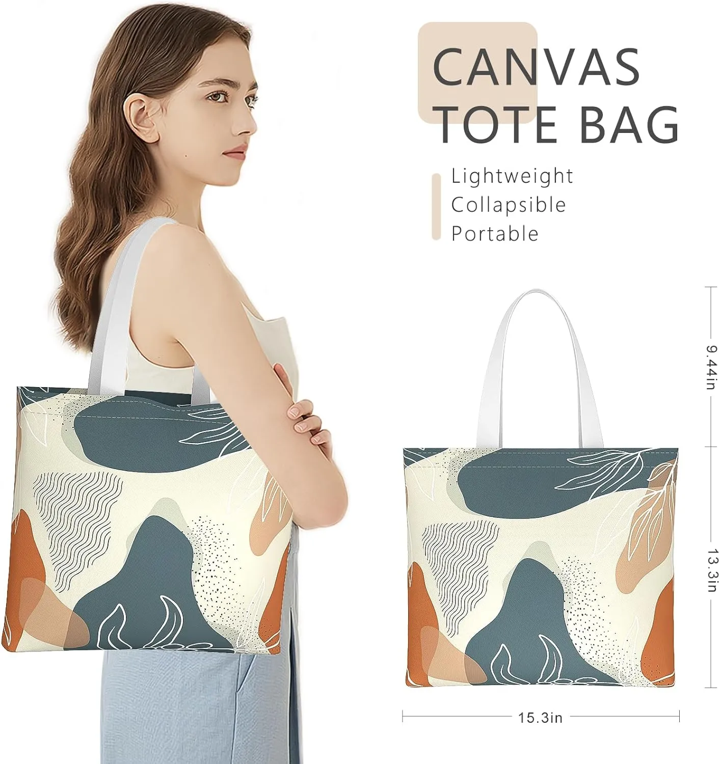 Tote Bag, Canvas Tote Bag for Women, Large Lightweight Reusable Canvas Handbags, Cotton Folding Shoulder Cloth Handbag