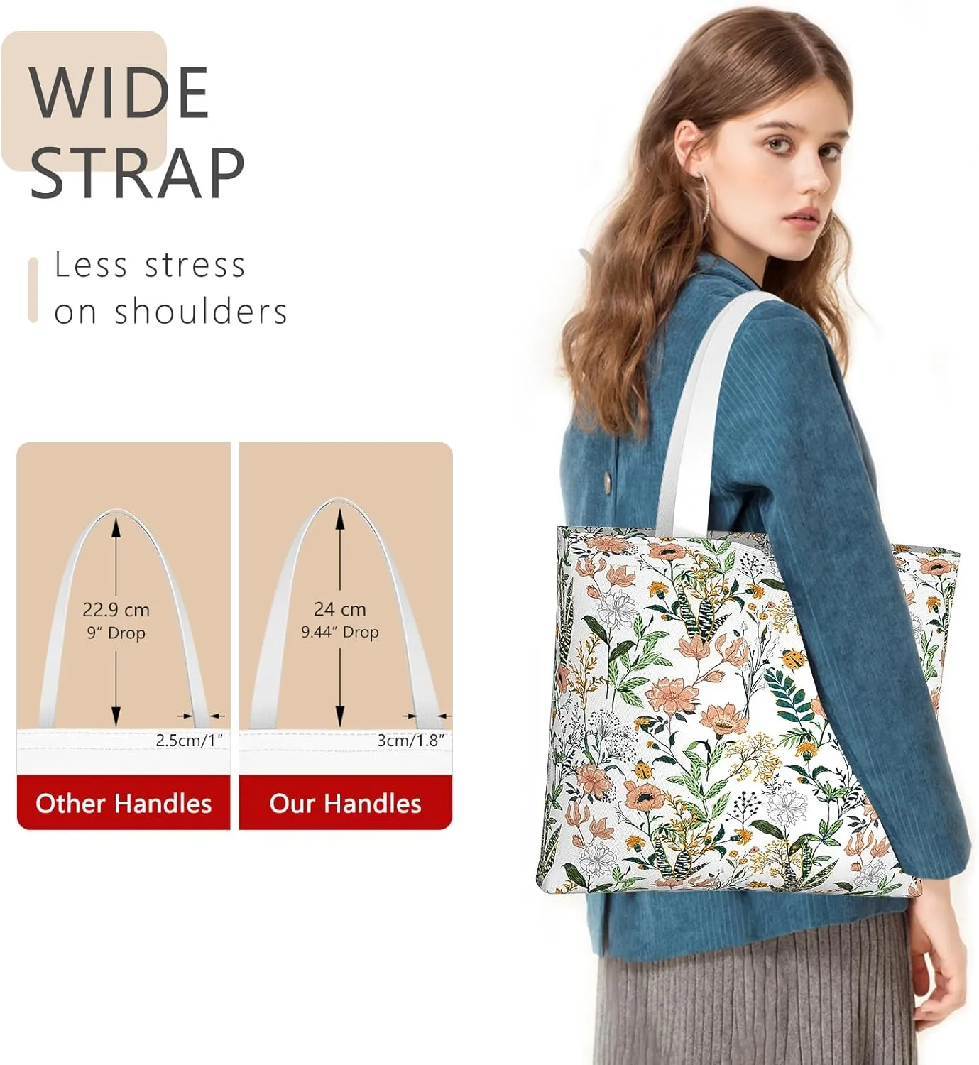 Tote Bag, Canvas Tote Bag for Women, Large Lightweight Reusable Canvas Handbags, Cotton Folding Shoulder Cloth Handbag