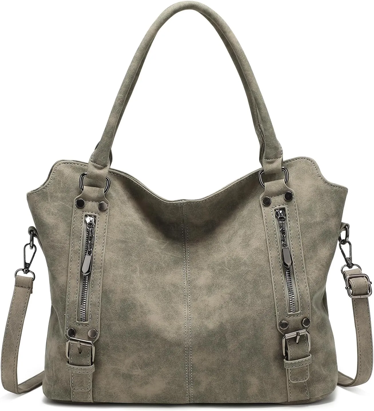 Tote Bag for Women PU Leather Shoulder Bags Hobo Shoulder Bags Ladies Tote Bag Purse and Handbags with Adjustable Shoulder Strap Gray