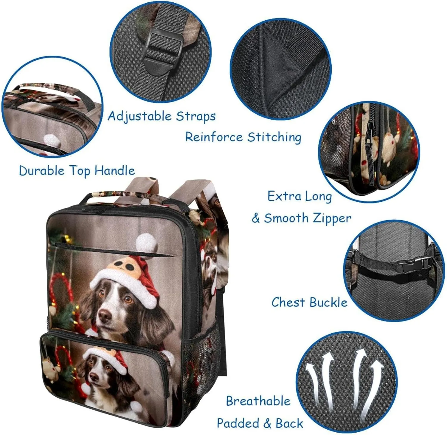 Travel Backpacks for Women,Mens Backpack,Christmas Puppy Dog,Backpack