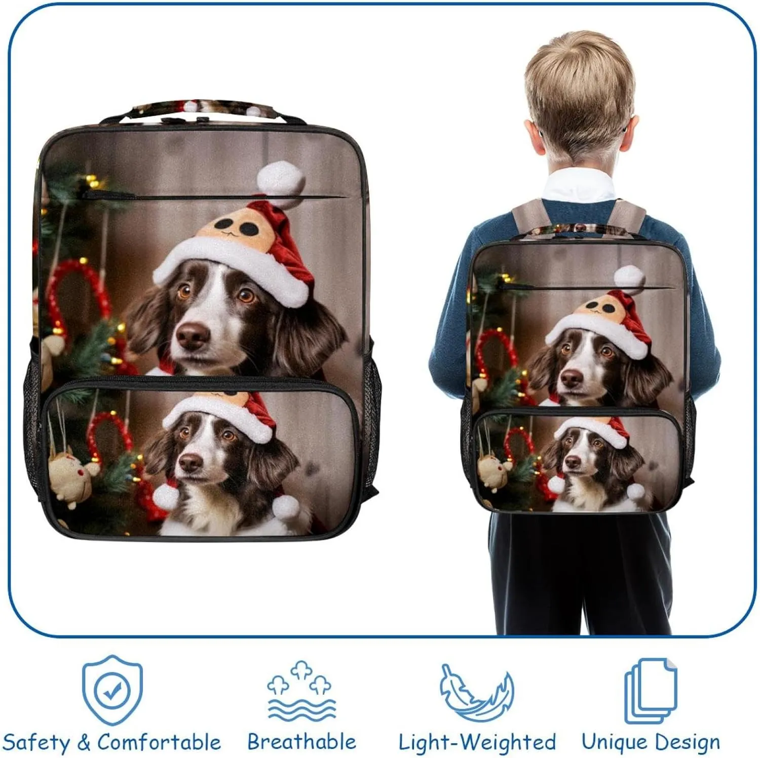 Travel Backpacks for Women,Mens Backpack,Christmas Puppy Dog,Backpack