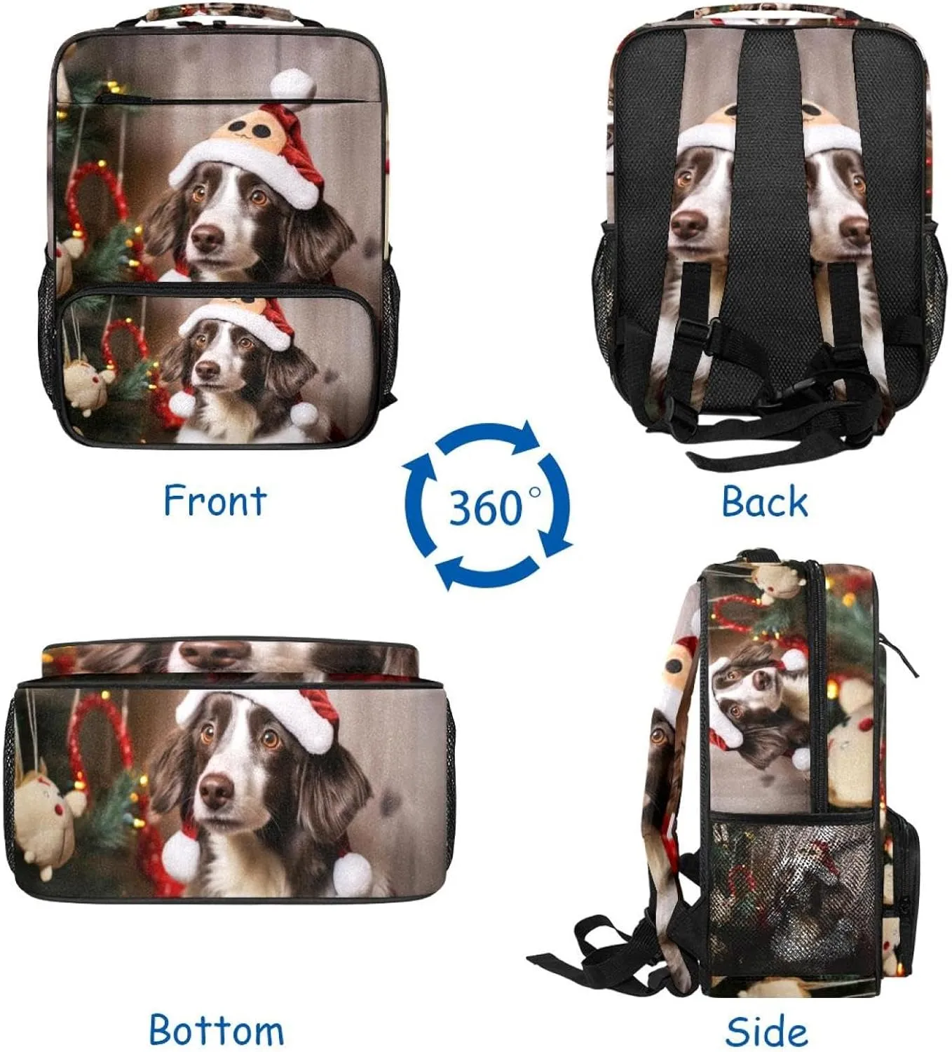 Travel Backpacks for Women,Mens Backpack,Christmas Puppy Dog,Backpack