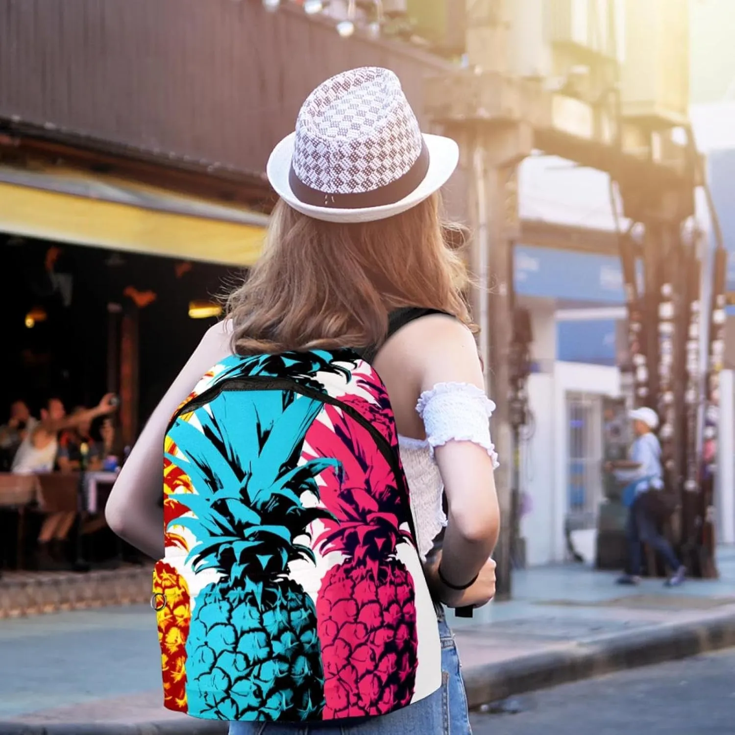 Travel Backpacks for Women,Mens Backpack,Color Fruit Pineapple,Backpack
